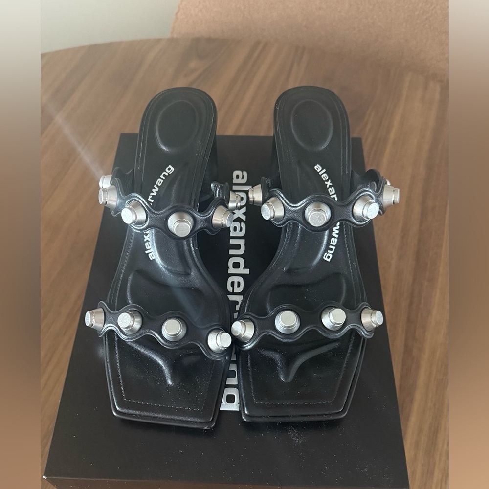Alexander Wang Black and Silver Studded Sandals